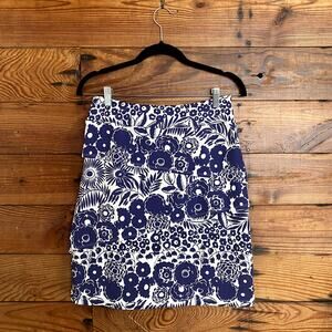 J. McLaughlin Navy and White Floral Pencil Skirt